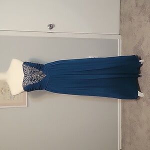 Pearl by Georgina Chapman Blue Strapless Prom Dress